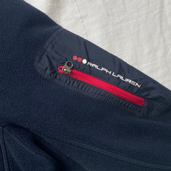 Ralph Lauren RLX Blue Fleece Sweatshirt Sz XL Men's 1/4 Zip Mock Neck Pockets - Picture 5 of 7